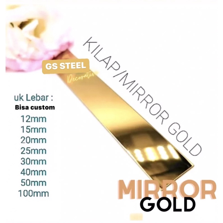 Jual List Plat Strip Mirror Gold Rose Gold Mirror Black Mirror Gold