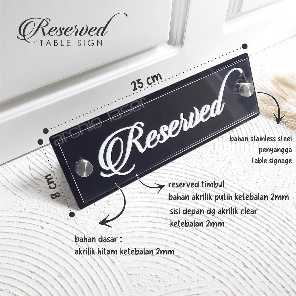 Jual Akrilik Tanda Reserved / Papan Meja / Reserved Sign Acrylic / Desk ...