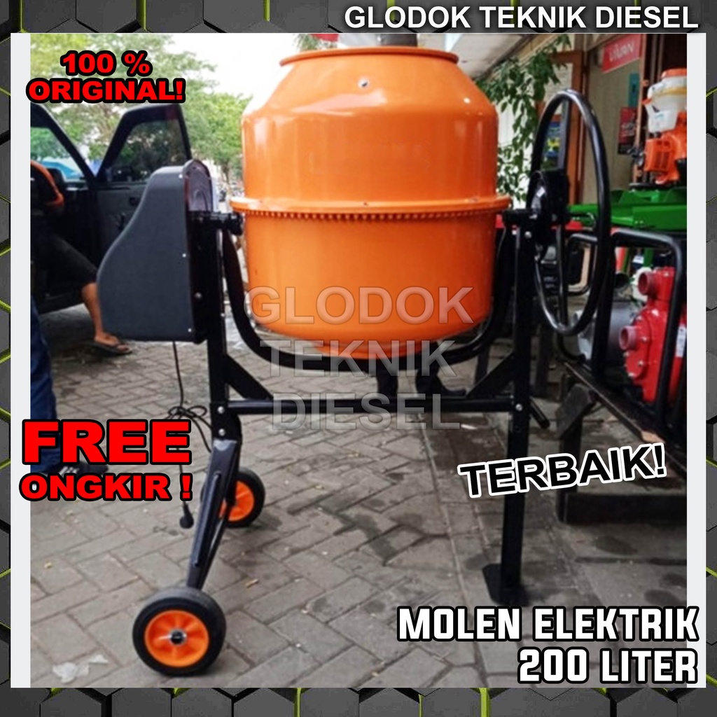 Jual Mesin Alat Aduk Semen 200 L Molen Mini Listrik Elektrik Concrete ...