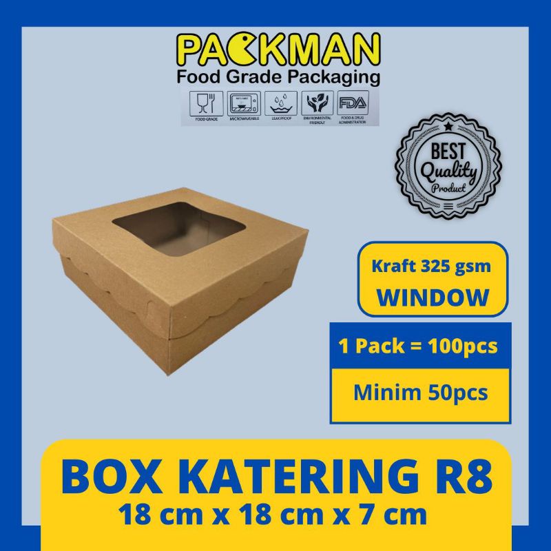 Jual BOX KATERING KRAFT R8 WINDOW / DUS NASI 18x18 / KOTAK MAKANANAN ...