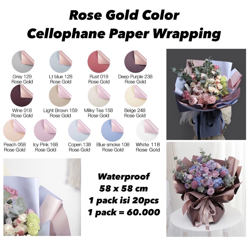 Jual Kertas Cellophane Buket Bunga [Rose Gold Color] Flower Wrapping ...