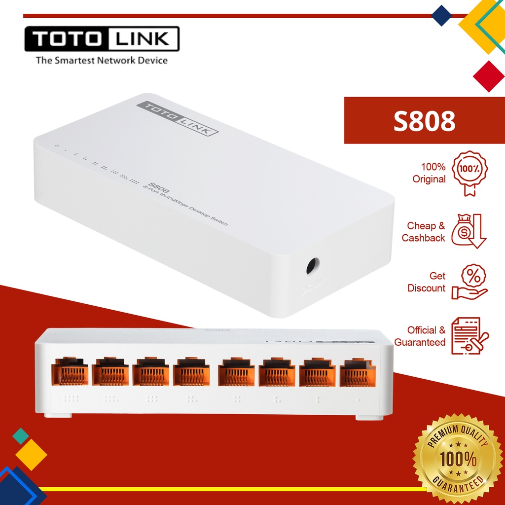 Jual TOTOLINK S808-8 PORT SWITCH 10/100 Mbps FAST ETHERNET SWITCH HUB 8 ...