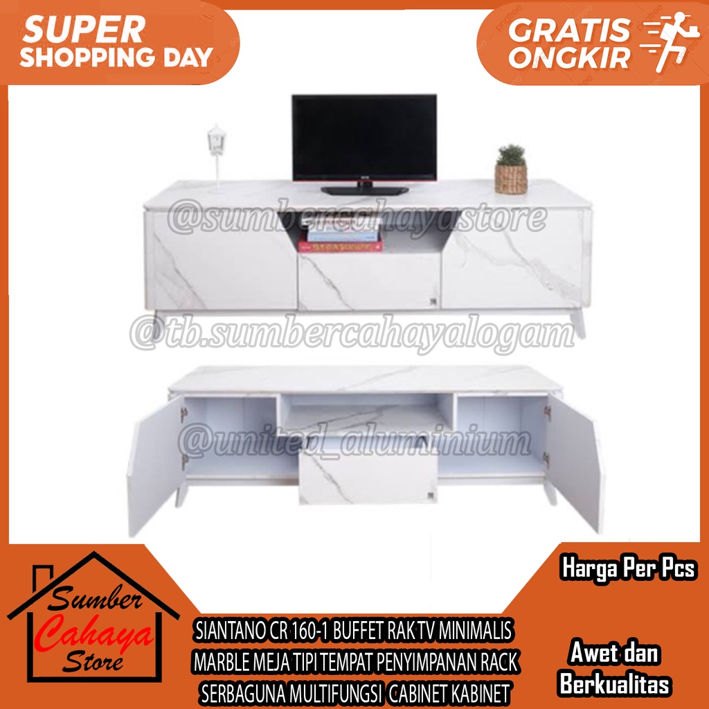 Jual BUFFET RAK TV MINIMALIS MARBLE SIANTANO CR 160-1 MEJA TIPI TEMPAT ...