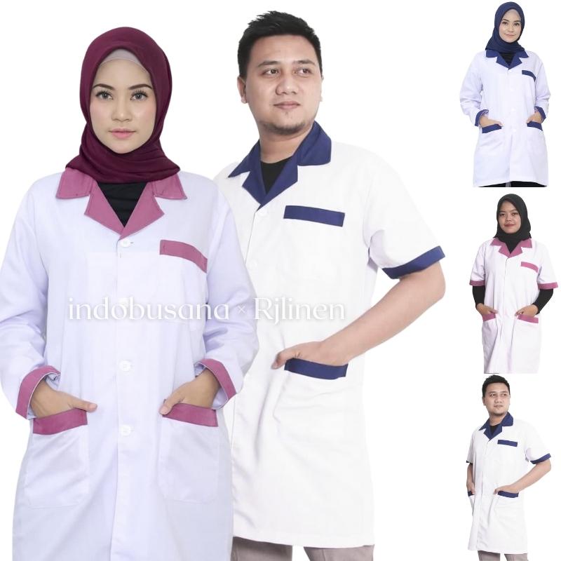 Jual Jas Laboratorium Kombinasi Seragam Lab Baju Praktek Klinik Pria