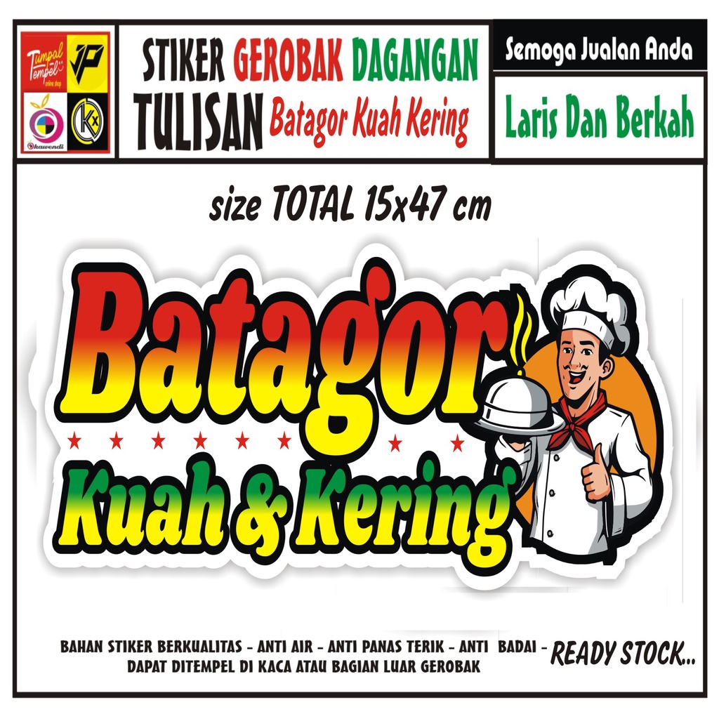 Jual STIKER KACA GEROBAK TULISAN BATAGOR KUAH KERING | Shopee Indonesia