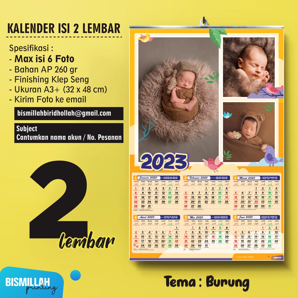 Jual Kalender Dinding Custom 2024 Isi 2 Lembar Shopee Indonesia 5425