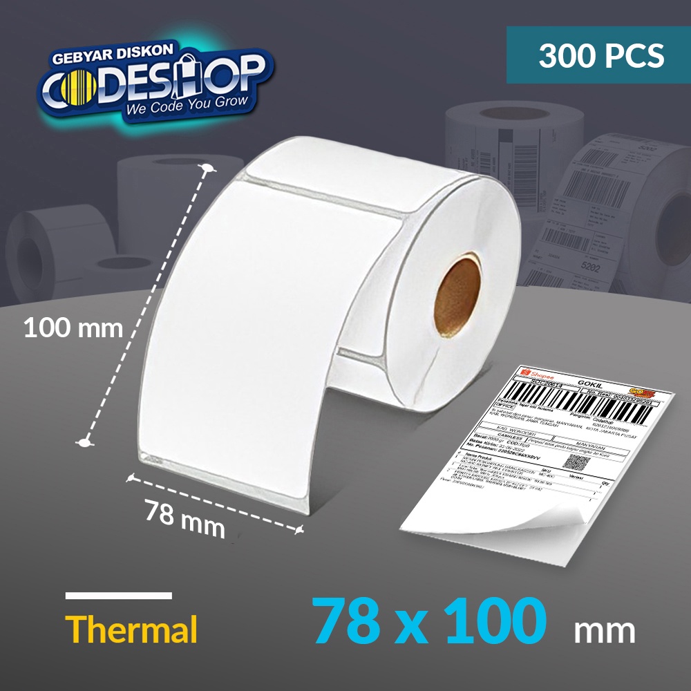 Jual Codeshop Label Thermal 78 x 100 mm 1 Line Stiker Resi Printer ...