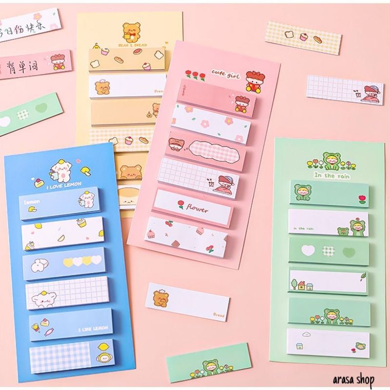 Jual Sticky notes 6 baris karakter lucu office cute note PEMBATAS BUKU