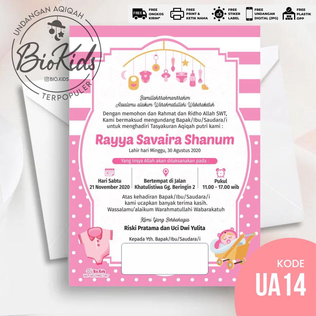 Jual [18 Desain] Undangan Aqiqah, Syukuran, Selapan, Tasyakuran