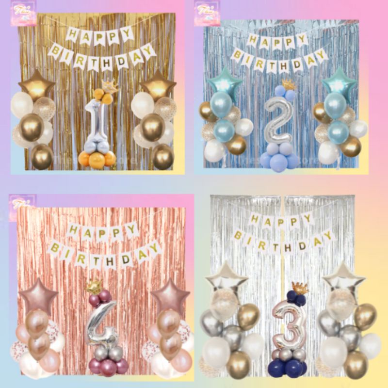 Jual Balon Dekorasi Set Ulang Tahun Balon Paket Angka gold Silver
