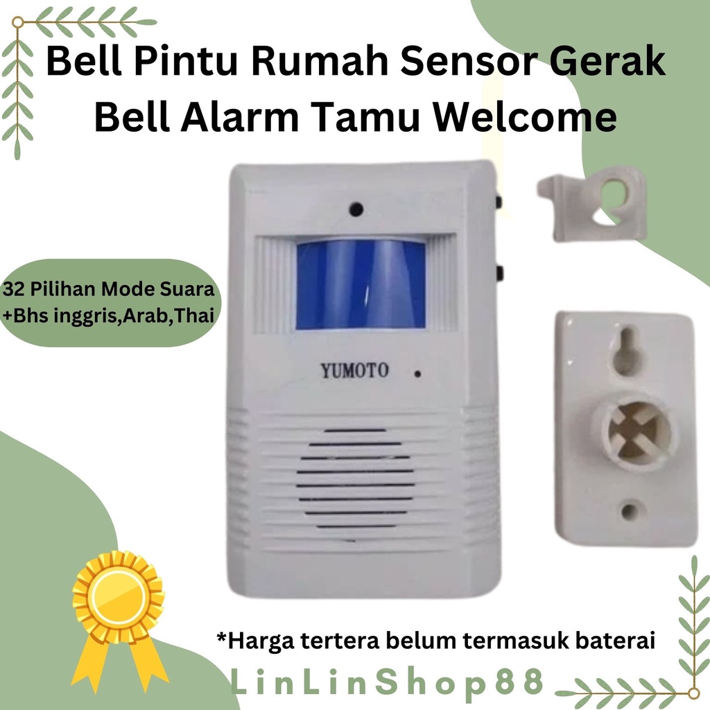 Jual Bell Pintu Rumah Sensor Gerak Bell Alarm Tamu Welcome | Shopee ...