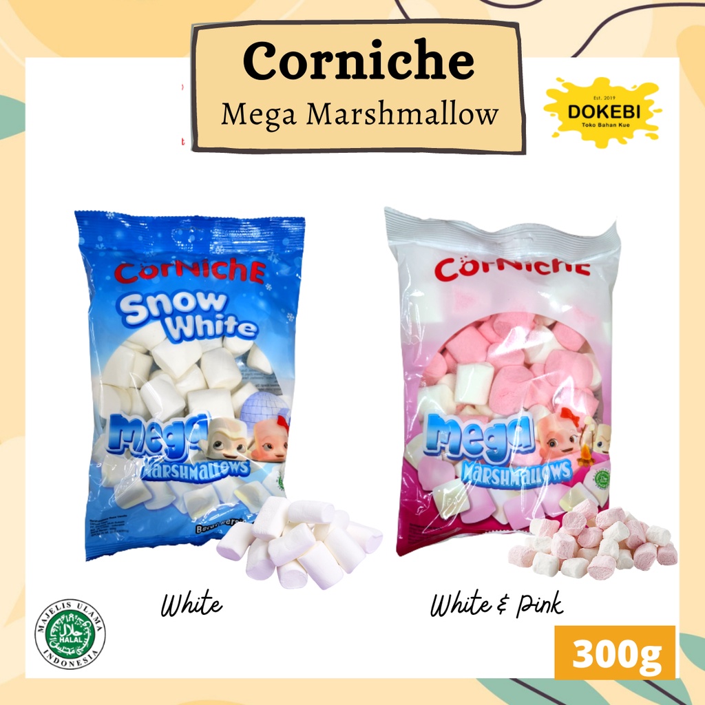 Jual CORNICHE Halal Mega Marshmallow Permen 300gr / Snow White / Pink