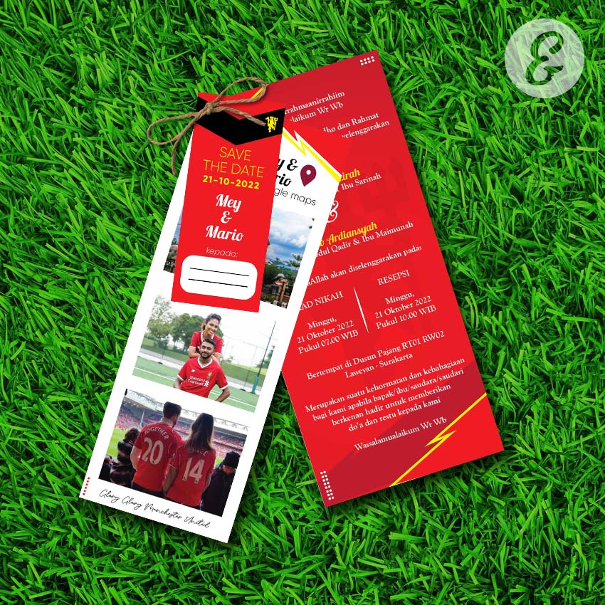 Jual Undangan Pernikahan Hang Tag Manchester United - Undangan Viral