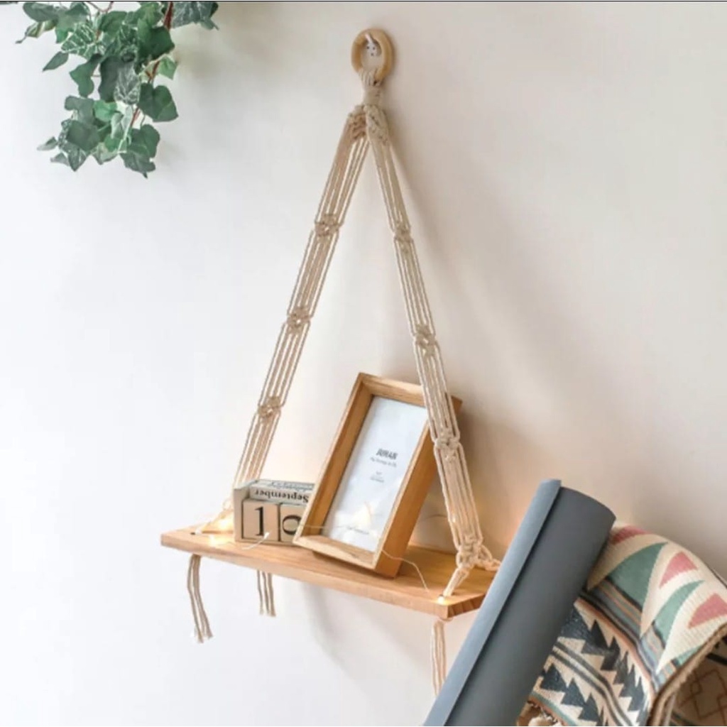 Jual Macrame ambalan / Rak aesthetic / Rak serbaguna / Rak dinding ...