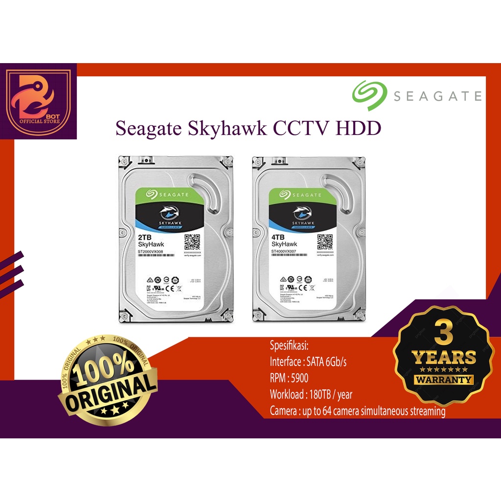 Jual Seagate Skyhawk Harddisk Surveillance Cctv 2tb 4tb Sata Original Garansi Resmi 3th Shopee 5779