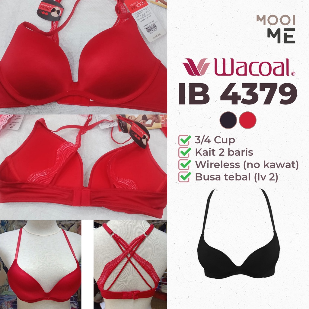 Jual Wacoal Mood IB 4379 Bra Push Up 3/4 Cup Wireless (Tanpa Kawat ...