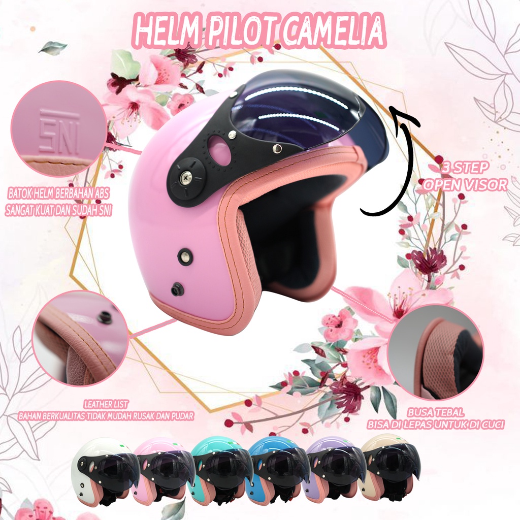 Jual HELM PILOT ITALY CAMELIA PASTEL DEWASA | Shopee Indonesia