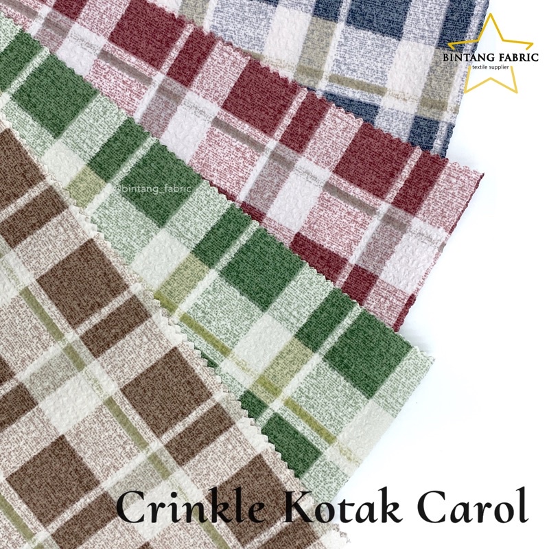 Jual Bahan Kain Crinkle Motif Kotak Carol 0 5 Meter Shopee Indonesia