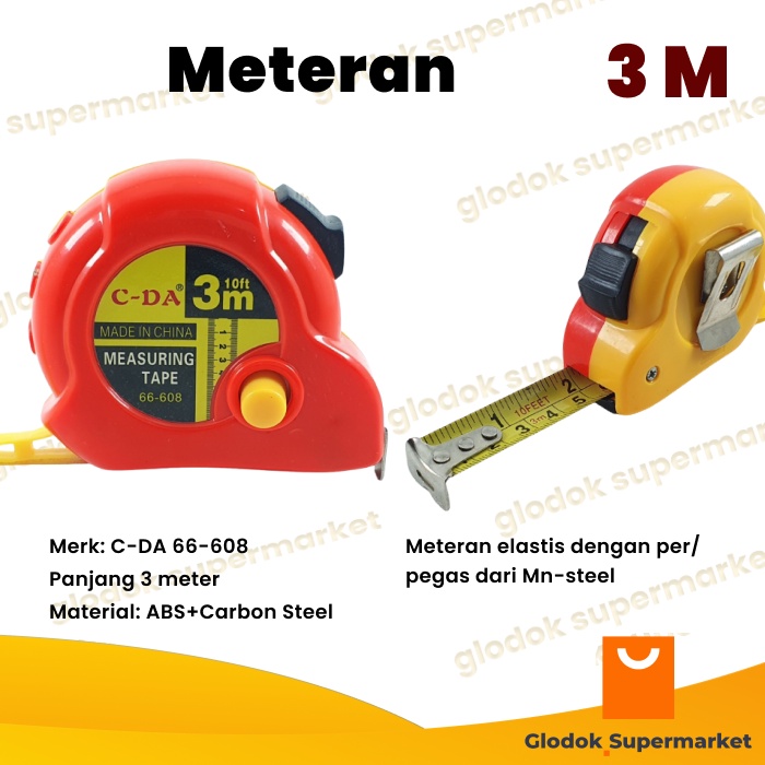 Jual Meteran 3m Roll Meter 3 Meter Gulungan Meteran C-DA 66-608 ...