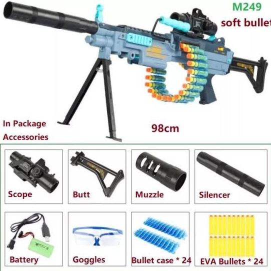 Jual Terbaru JF M LMG Electric Soft Bullet Nerf Electric Light Machine Gun Shopee