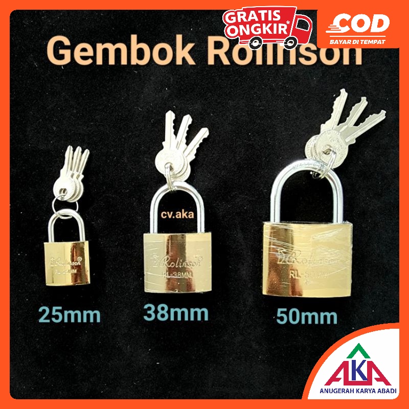 Jual ROLINSON RL-25MM Gembok Koper Kecil Kuningan 25mm 3 Kunci Hardened ...