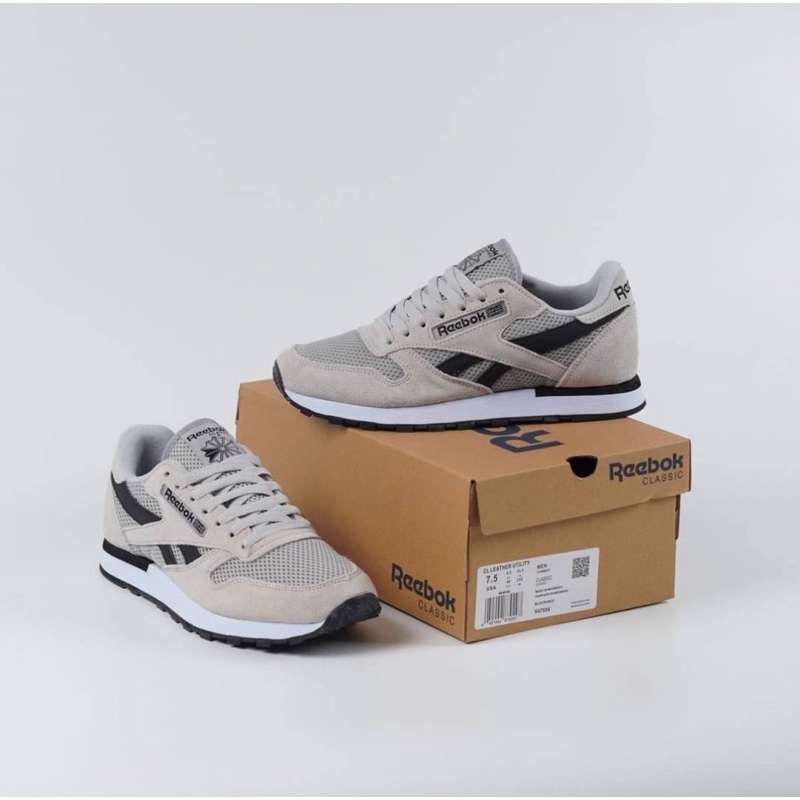 Jual Sepatu Reebok Classics Utility Grey White Black || Grey White ...