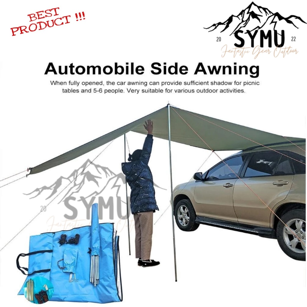 Jual Tenda Awning Mobil Portable Lipat Gulung 3x3 M Paket Lengkap Tenda Mobil Campervan Overlander Portable Roof Tent Kanopi Pelindung Mobil Shopee Indonesia