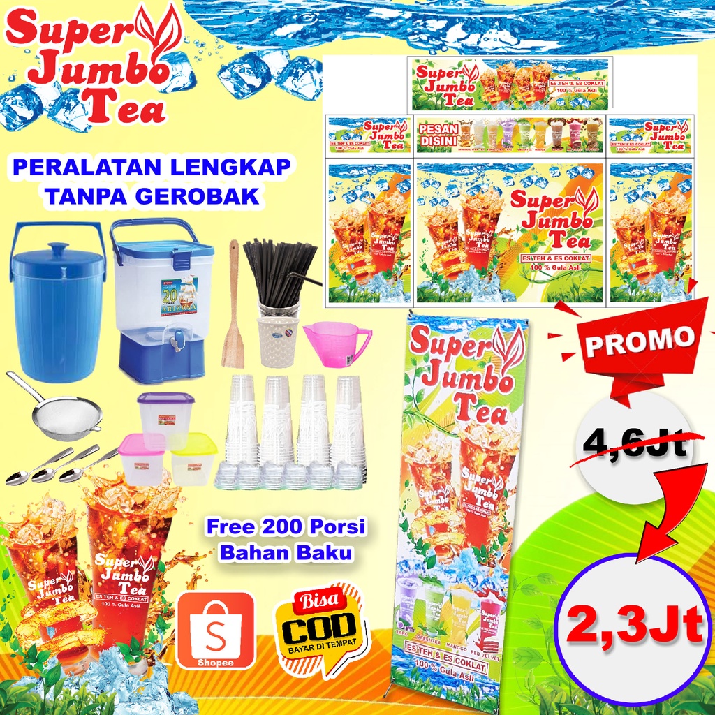 Jual Super Jumbo Tea Paket Bahan Baku Dan Peralatan (Tanpa Gerobak ...