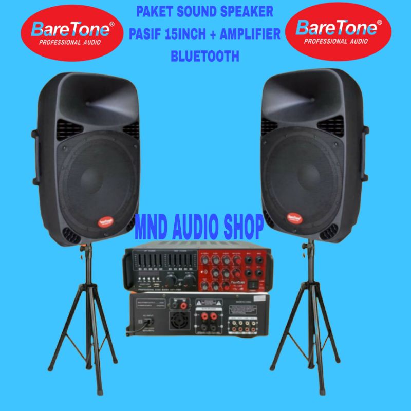 Jual Paket sound system speaker pasif 15inch baretone + amplifier