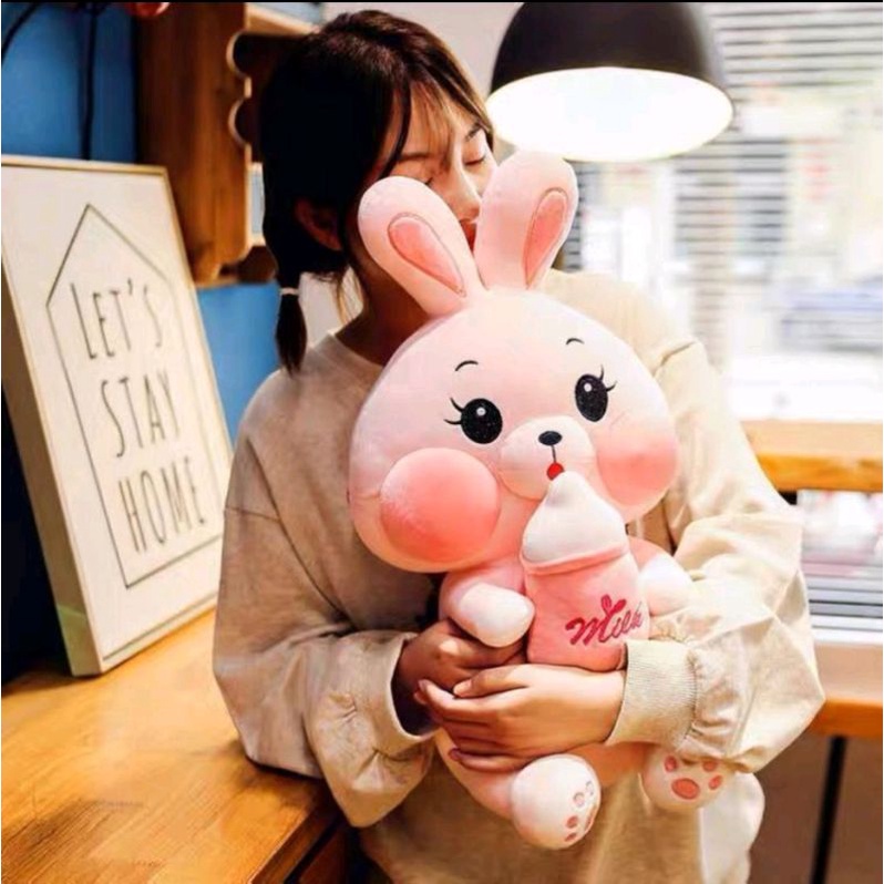 Jual Boneka Kelinci Rabbit Pink Milk Bottle Ukuran -/+45cm Bahan Plush ...