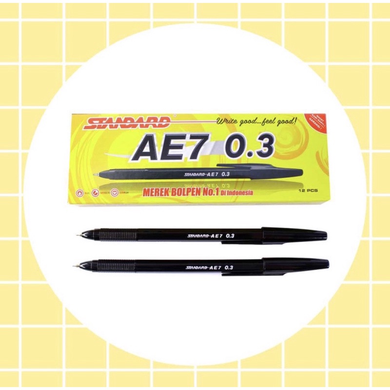 Jual Pulpen Standard AE7 0.3 Pack Isi 12 Pcs ( Pulpen, Pena, Ballpoint ...