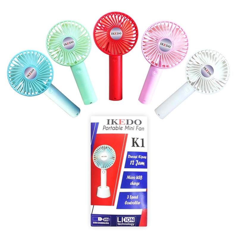 Ikedo kipas angin Genggam portabel model K1 baterai terpisah (tidak FREE BATTRE)186050
