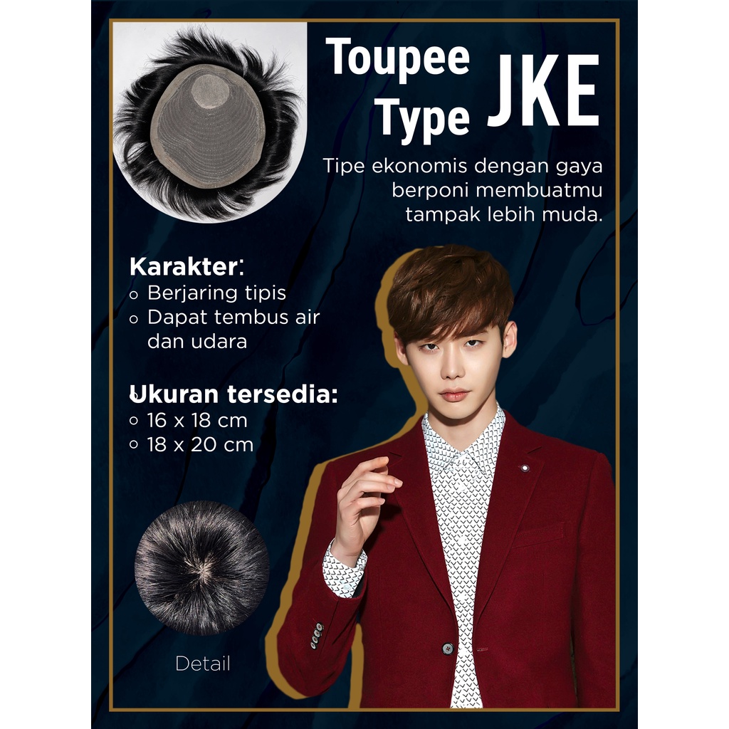 Hair toupee wig pria wanita rambut palsu original asli 100% human hair  replacement JKE 16 JKE 18
