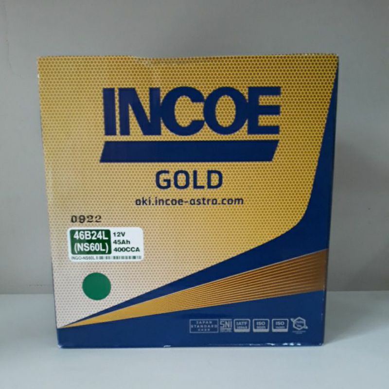 Jual Aki / Accu Mobil Grand Livina INCOE GOLD 46B24L (NS60L) 12V-45Ah