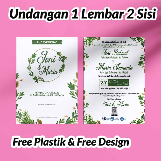 Jual Undangan 1 Lembar 2 Sisi Cetak Undangan Pernikahan Khitan ...