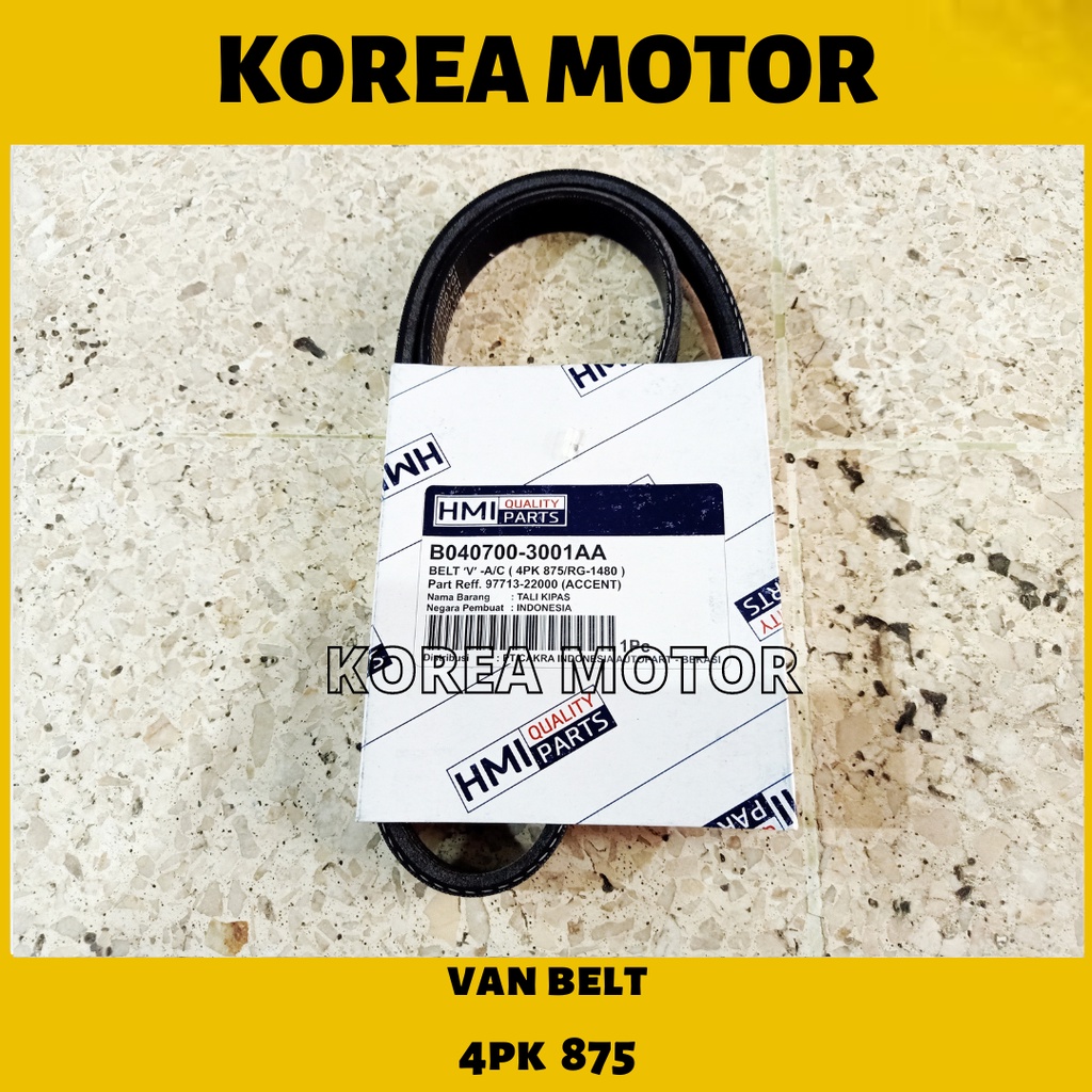 Jual Fan Van Belt 4pk 875 AC Power Steering Hyundai Atoz New Kia Visto