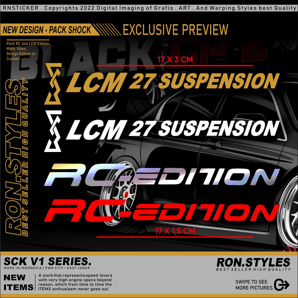 Jual Scv Cutting Sticker Shock Depan Rc Edition Dan Lcm Suspension Stiker Rc Edition Stiker