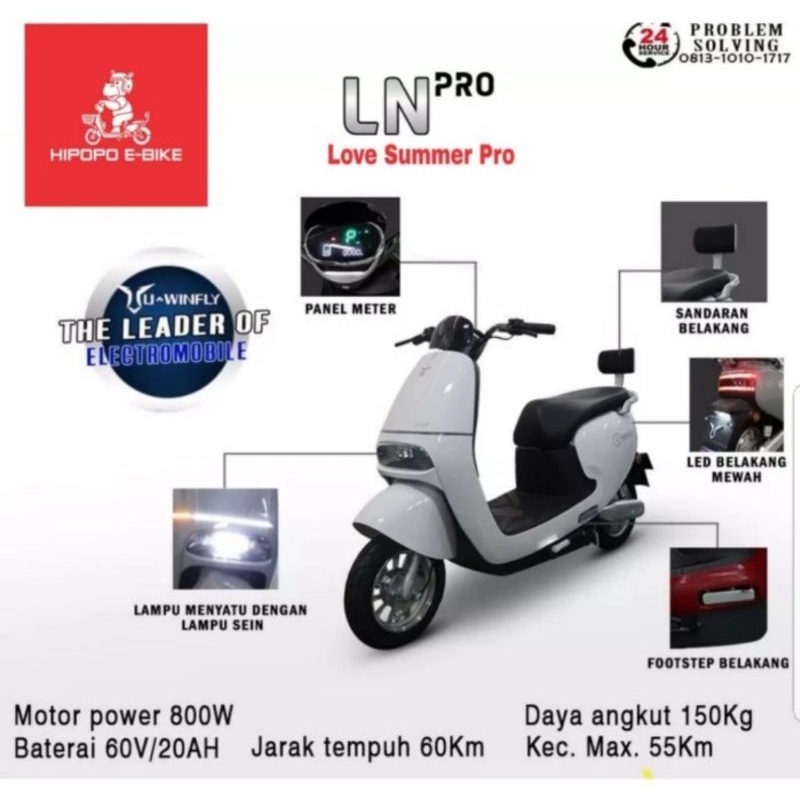 Jual Sepeda Motor Listrik Ebike Uwinfly U Winfly Ln Pro Love Summer