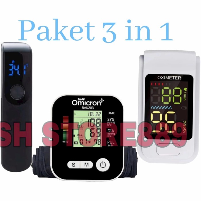 Jual paket 3in1 oksimeter oximeter termometer thermo Tensimeter digital ...