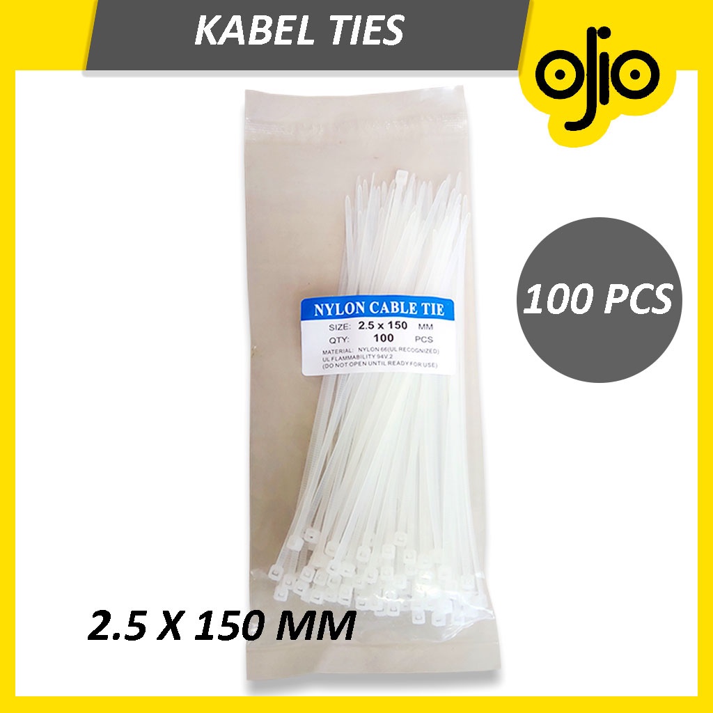 Jual Ojio Kabel Tis Cm Cable Ties Tie Tali Alat Pengikat Warna Putih Mm Nylon Nilon