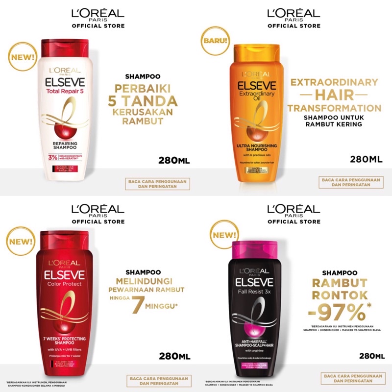 Jual LOREAL PARIS ELSEVE SHAMPOO 280ML (RAMBUT WARNA, ANTI RONTOK ...
