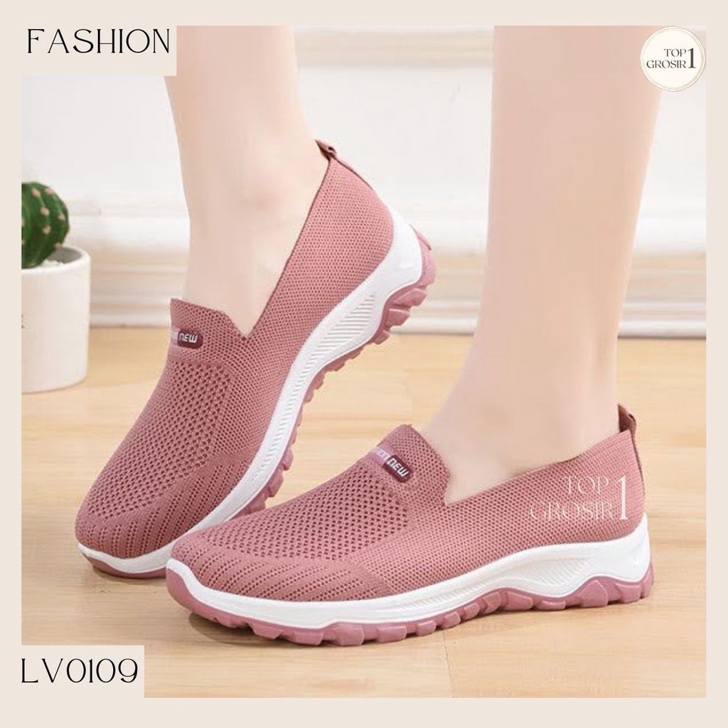 Jual Top Free Box Lv0109 Sepatu Slip On Wanita Sepatu Kerja Sepatu