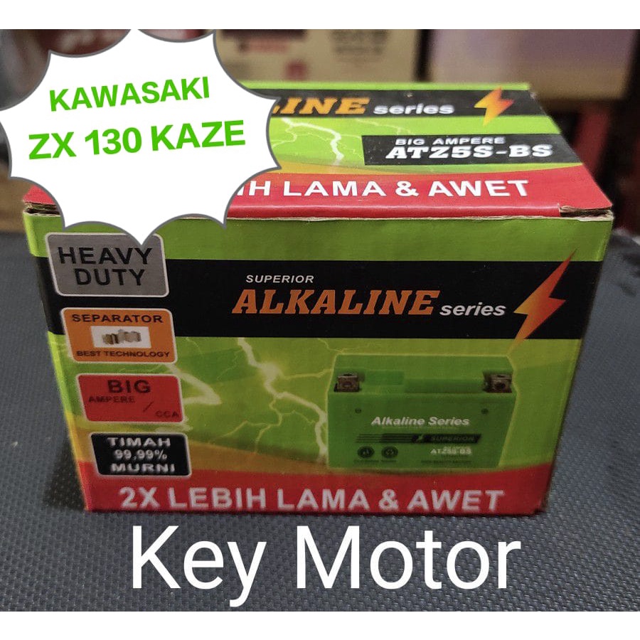 Jual Aki / Accu Kering Motor Kawasaki ZX 130 Kaze ALKALINE ALKALIN 