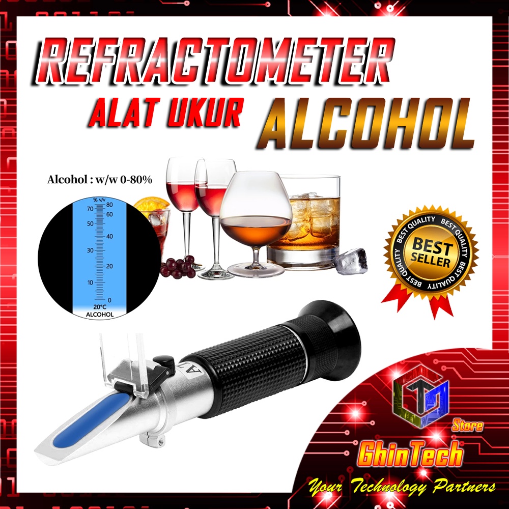 Jual Refractometer Alcohol 080 Alat Tes Ukur Kadar Alkohol