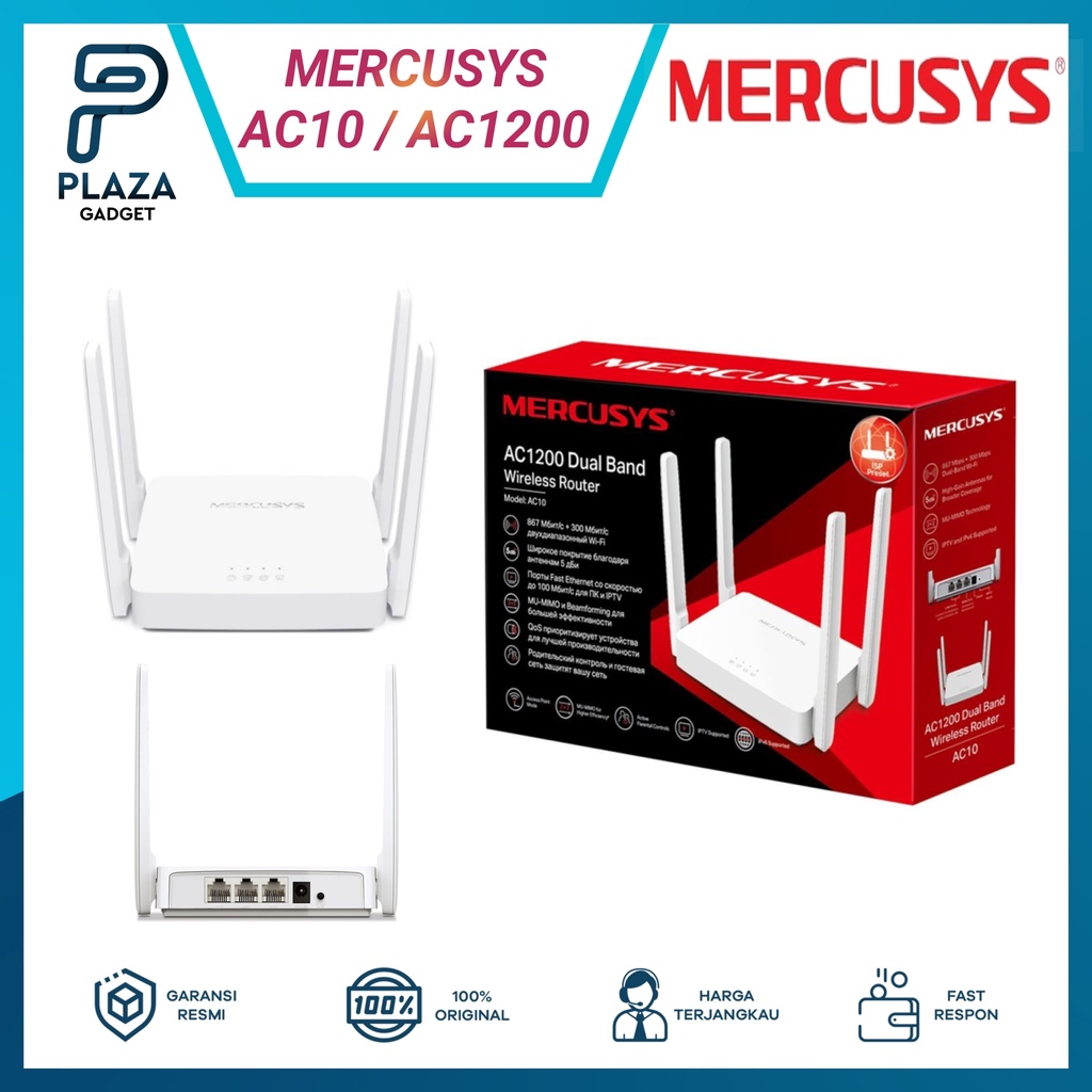 Jual ROUTER MERCUSYS AC10 AC1200 WIRELESS DUAL BAND ROUTER WiFi 5 ...