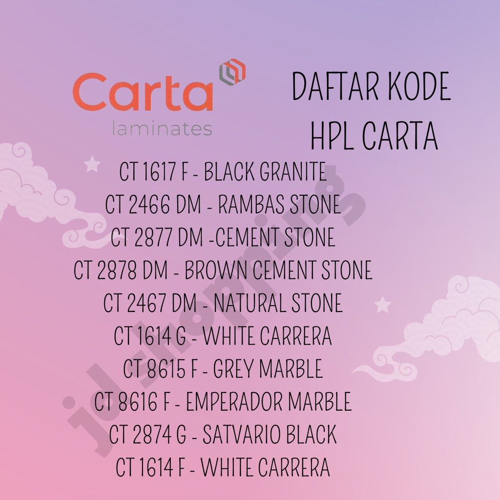 Jual (LUAR KOTA WAJIB PALLET KAYU) HPL CARTA STONE CT 1614/2874 G 1614 ...