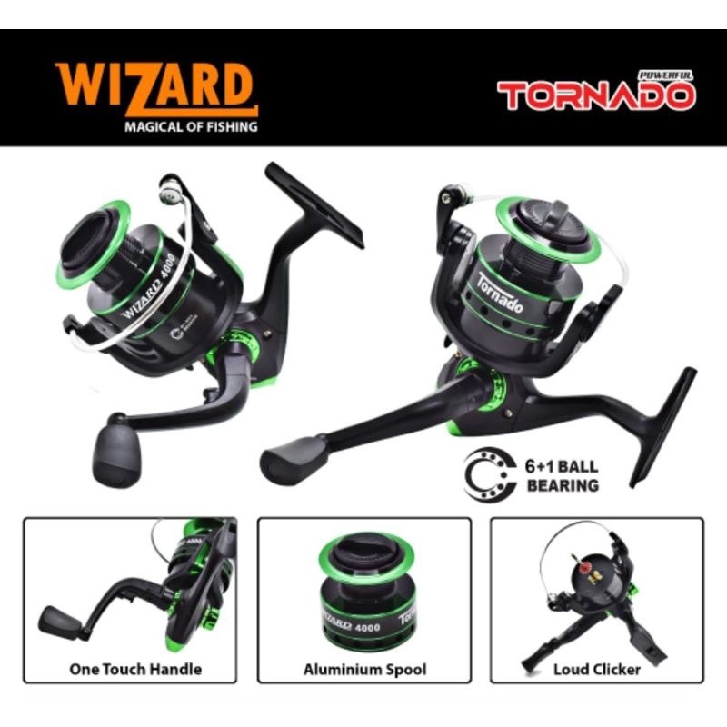 Jual reel spining tornado wizard 4000 one way Shopee Indonesia