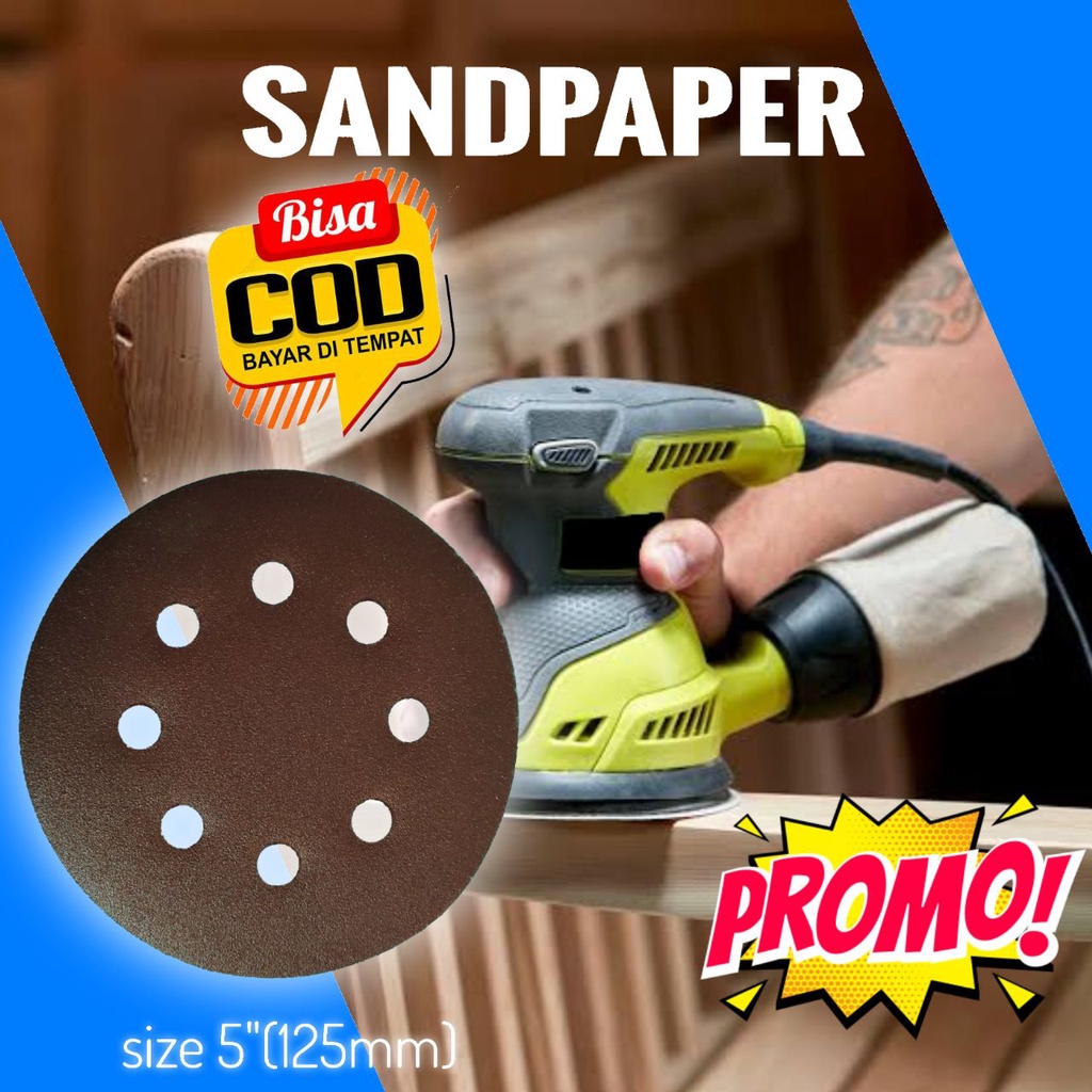 Jual Aksesories Part Refill Kertas Amplas 5 inch Cocok Sander Orbital Rotation 125mm Sandpaper