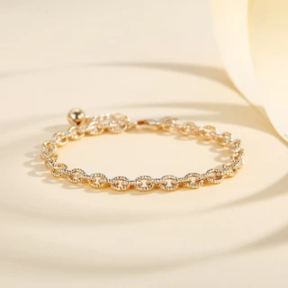 Lanme Jewelry Gelang Wanita Titanium Anti Karat Aksesoris Fashion Gelang Lapis Emas Gelang Y749