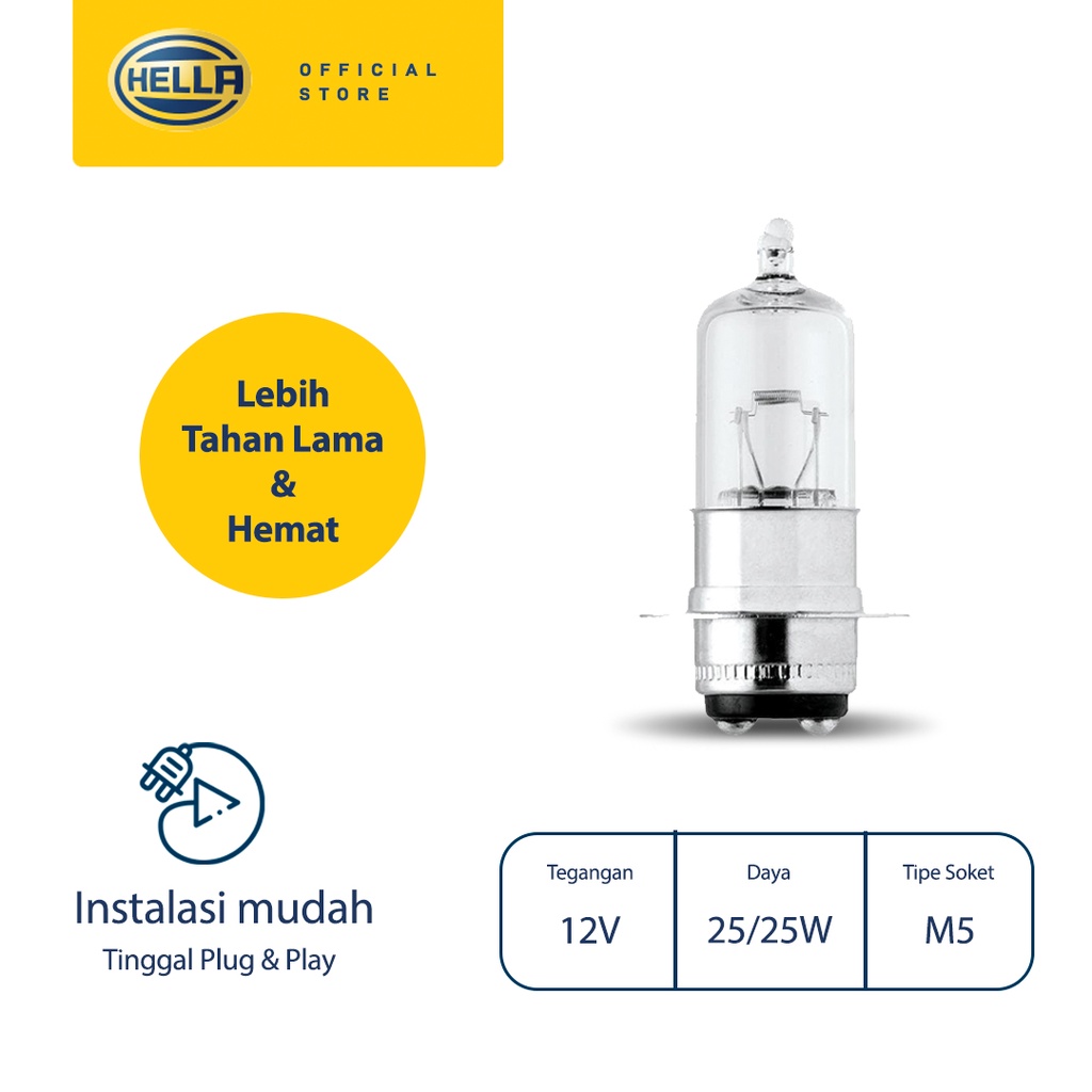 Jual Hella Lampu Motor Bohlam Halogen M5 12V 25/25W P15d-25-1 ...